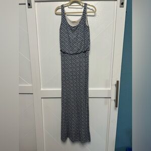 Soft and stretchy maxi dress, fitted waist, size small.